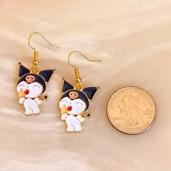 Cute Sanrio Kuromi Oil Painted Handmade Earrings - Picture 4 of 4